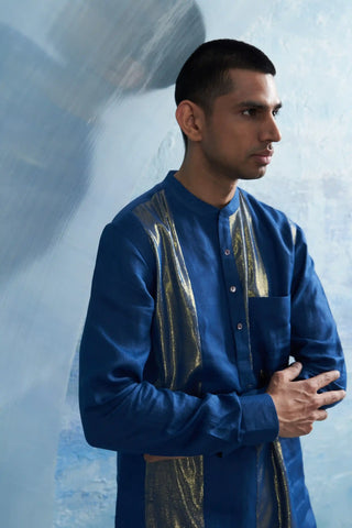 Aura royal blue stripe kurta and pants