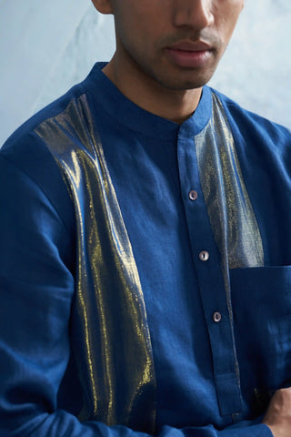 Aura royal blue stripe kurta and pants