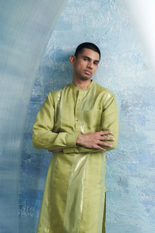 Sheen green stripe kurta and pants