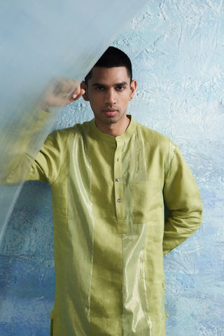 Sheen green stripe kurta and pants