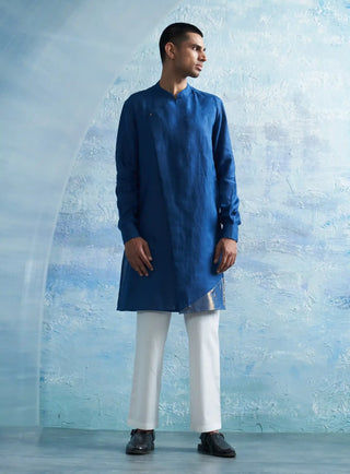 Aura royal blue slant kurta and pants