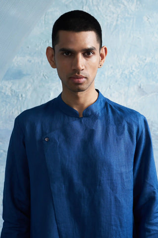 Aura royal blue slant kurta and pants