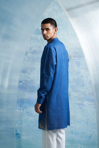 Aura royal blue slant kurta and pants