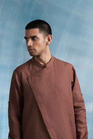 Aura woody brown slant kurta and pants