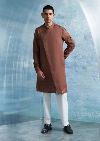 Aura woody brown slant kurta and pants