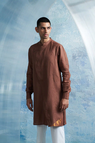 Aura woody brown slant kurta and pants