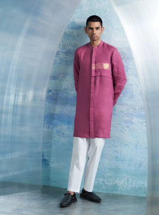 Grape pink placket kurta and pants