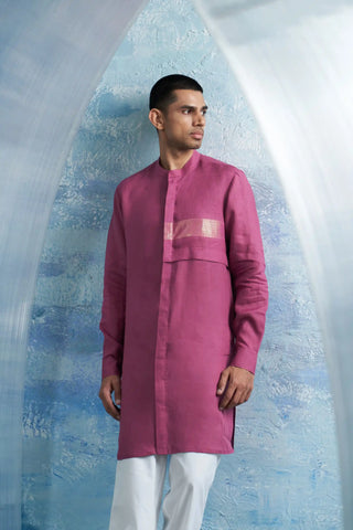 Grape pink placket kurta and pants