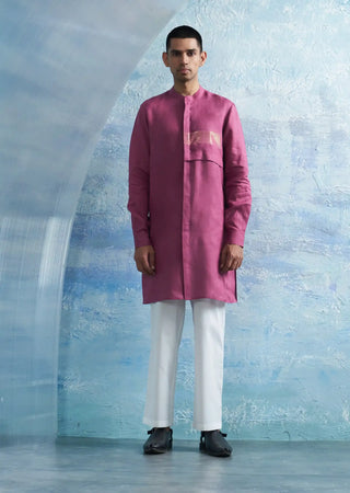 Grape pink placket kurta and pants