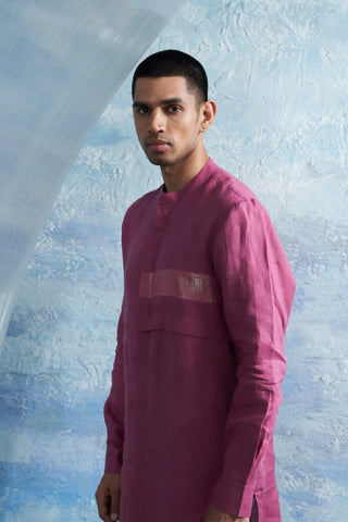 Grape pink placket kurta and pants