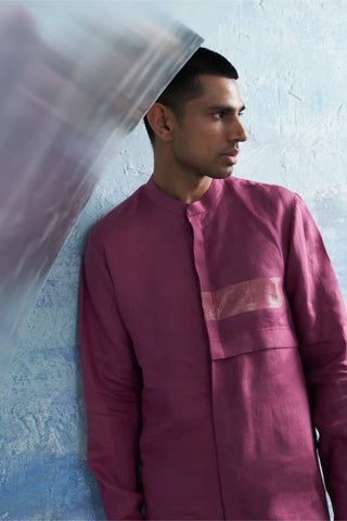 Grape pink placket kurta and pants