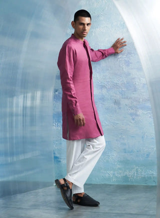 Grape pink placket kurta and pants