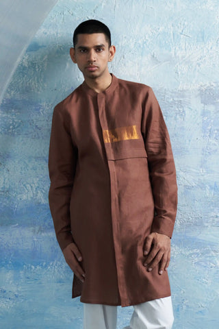 Aura woody brown placket kurta and pants