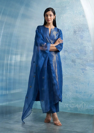 Auraa royal blue notch-neck kurta set