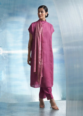 Aura grape pink scarf kurta and pants