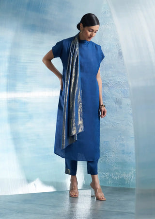 Aura royal blue scarf kurta and pants