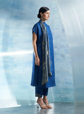 Aura royal blue scarf kurta and pants