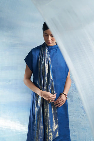 Aura royal blue scarf kurta and pants