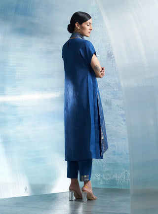 Aura royal blue scarf kurta and pants