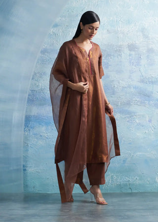 Woody brown a-line kurta set