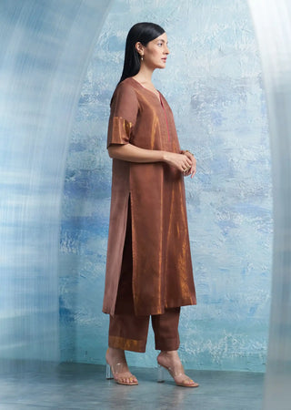 Woody brown a-line kurta set