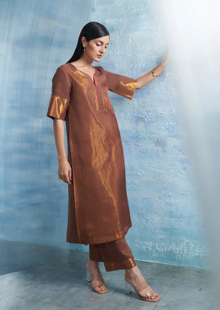 Woody brown a-line kurta set