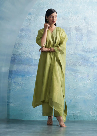 Aura sheen green kurta set