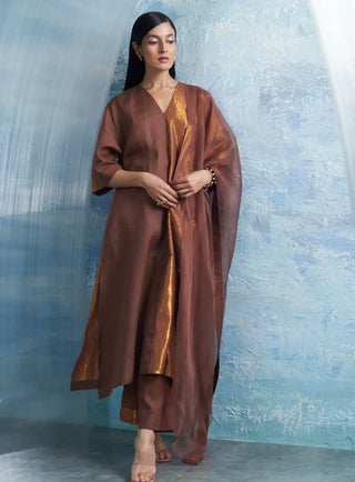 Aura woody brown kurta set