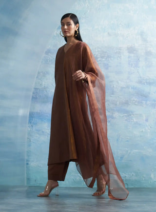 Aura woody brown kurta set