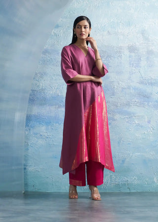 Grape pink asymmetric kurta set