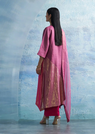 Grape pink asymmetric kurta set