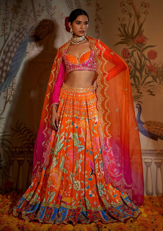 Noorani tangerine lehenga set