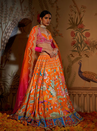 Noorani tangerine lehenga set