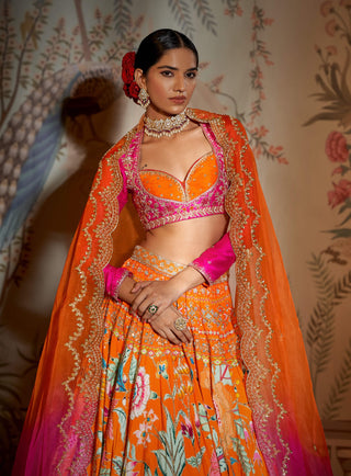 Noorani tangerine lehenga set