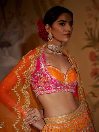 Noorani tangerine lehenga set