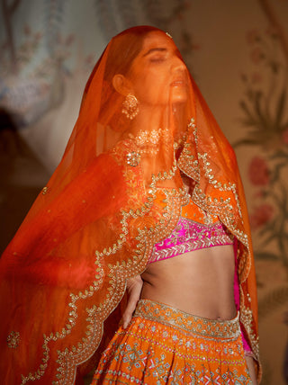 Noorani tangerine lehenga set