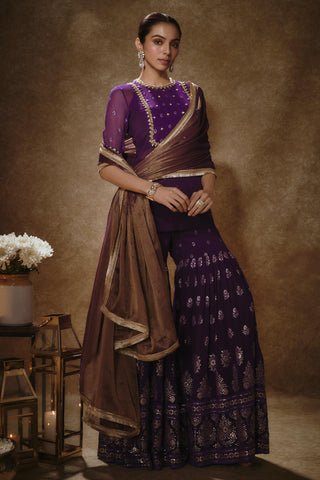 Royal purple kurta gharara set