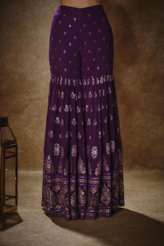 Royal purple kurta gharara set