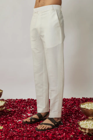 Ivory sequin and threadwork kurta with pants