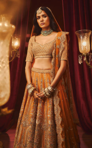 Rust vivah embroidered lehenga set