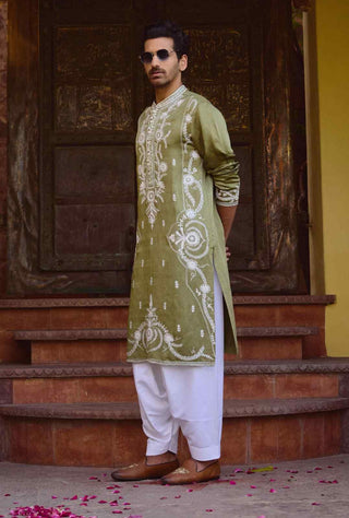 Falaknuma sap green kurta and salwar