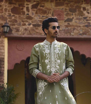 Falaknuma sap green kurta and salwar