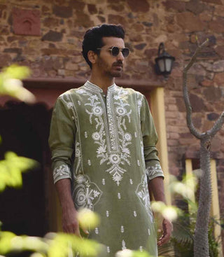 Falaknuma sap green kurta and salwar