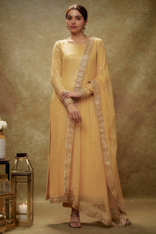 Champagne gold sequin kurta pants set