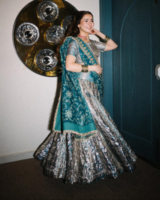 Blue aasmani lampi naach lehenga set