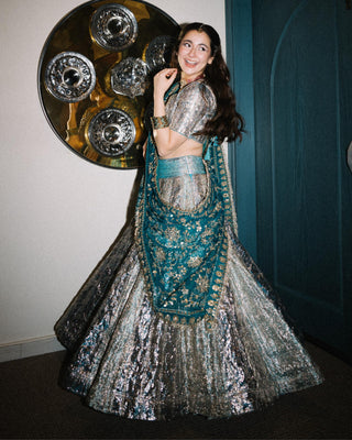 Blue aasmani lampi naach lehenga set