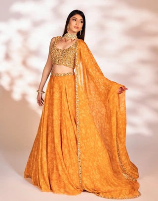 Reha orange lehenga set