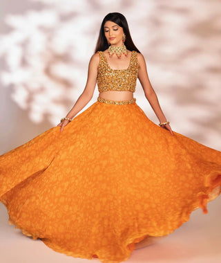 Reha orange lehenga set