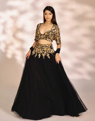 Nara black lehenga set