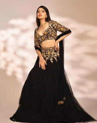 Nara black lehenga set